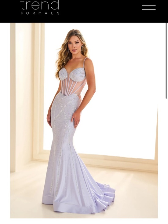 Iridescent lavender Sequin Mesh Evening Gown - Picture 3 of 3